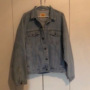 Stone washed denim jacket distressed blue color